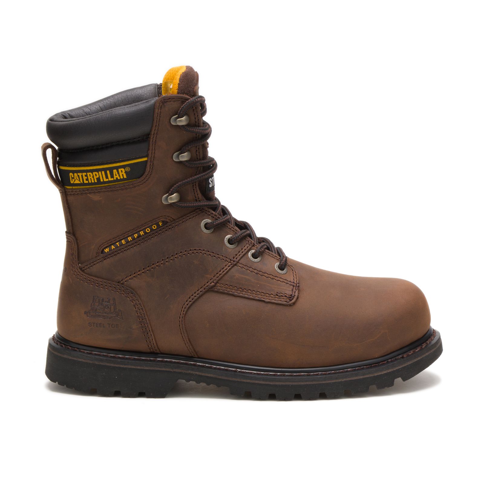 Men's Caterpillar Salvo 8" Waterproof Steel Toe Thinsulate™ Work Boots Dark Brown Ireland ZYHD71356